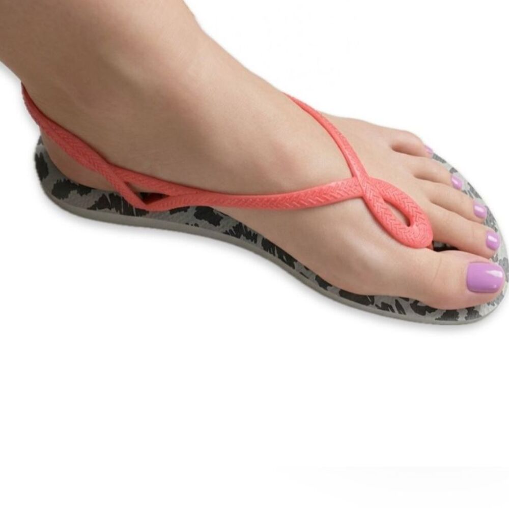 Havaianas Slim Luna Animals Coral Leopard Print Sandals Women Size 9/10W